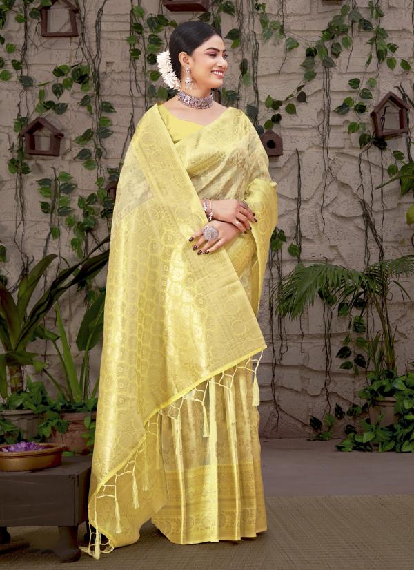 Sangam Anjani Cotton Organza Weaving Rich Sarees Collection