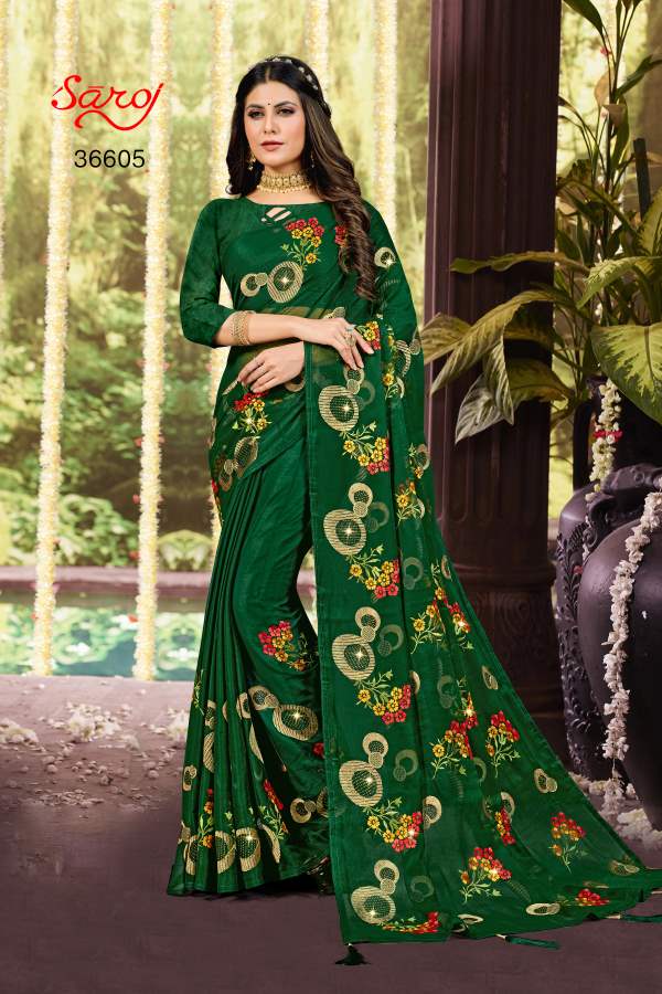 Saroj Ashwini Designer Chiffon Embroidery Saree Collection