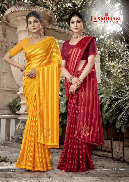 Laxminam Maaza Gold Party Wear Vichitra Silk Saree Collection