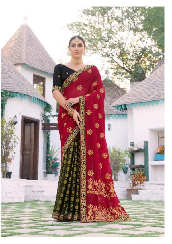 Virasat Gold 4 Wedding Wear Designer Full Embroidery Saree Collection