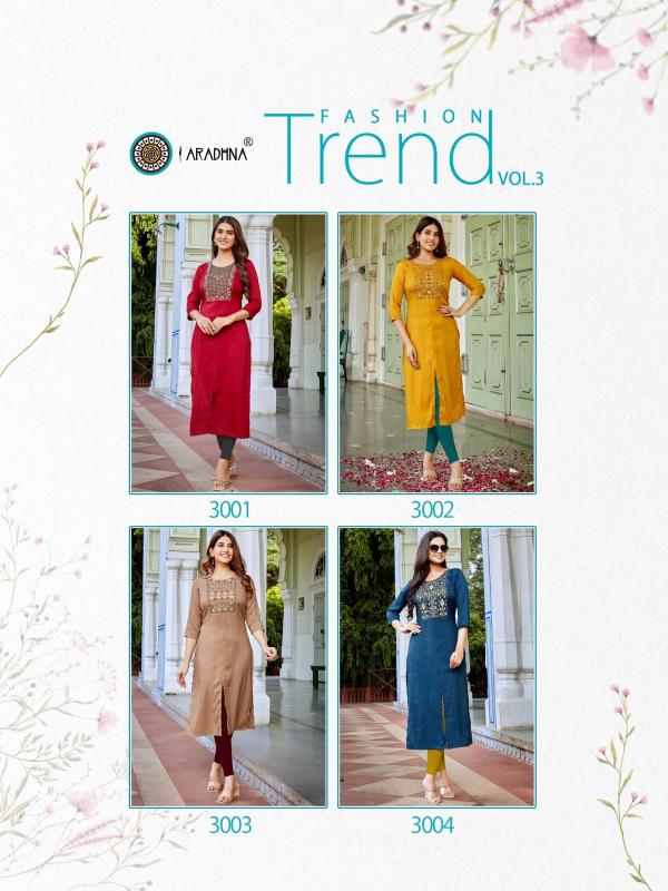 Aradhna Fashion Trend Vol 3 Designer Embroidery Kurti Collection