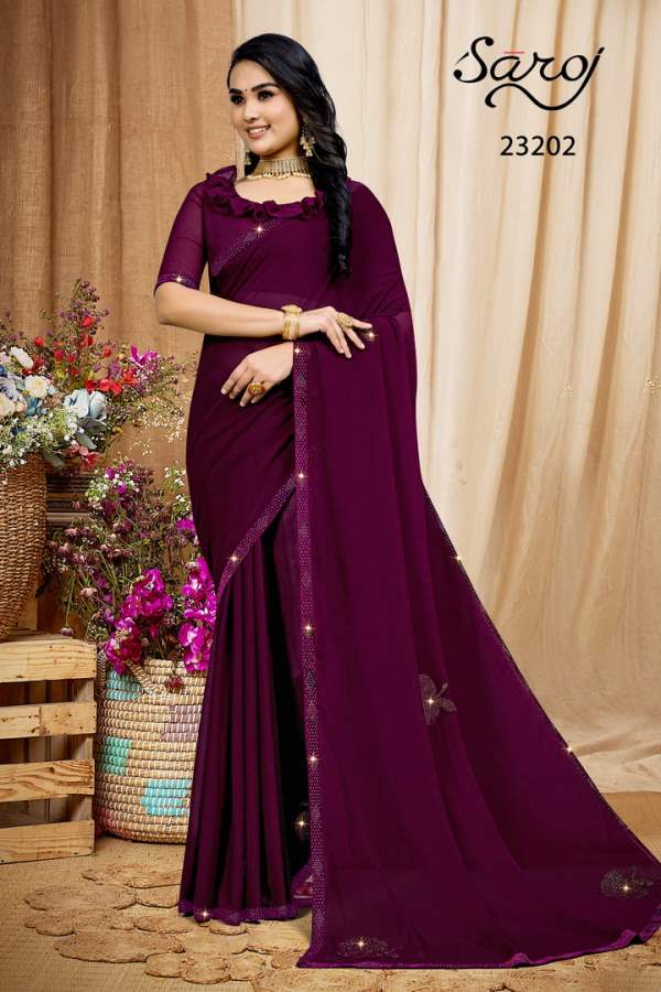 Saroj Facebook Festival Wear Embroidery Saree Collection