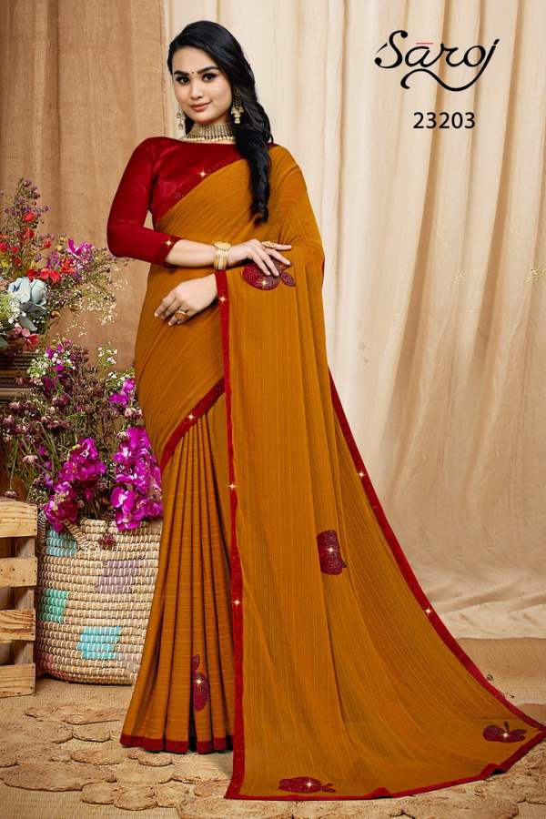 Saroj Facebook Festival Wear Embroidery Saree Collection