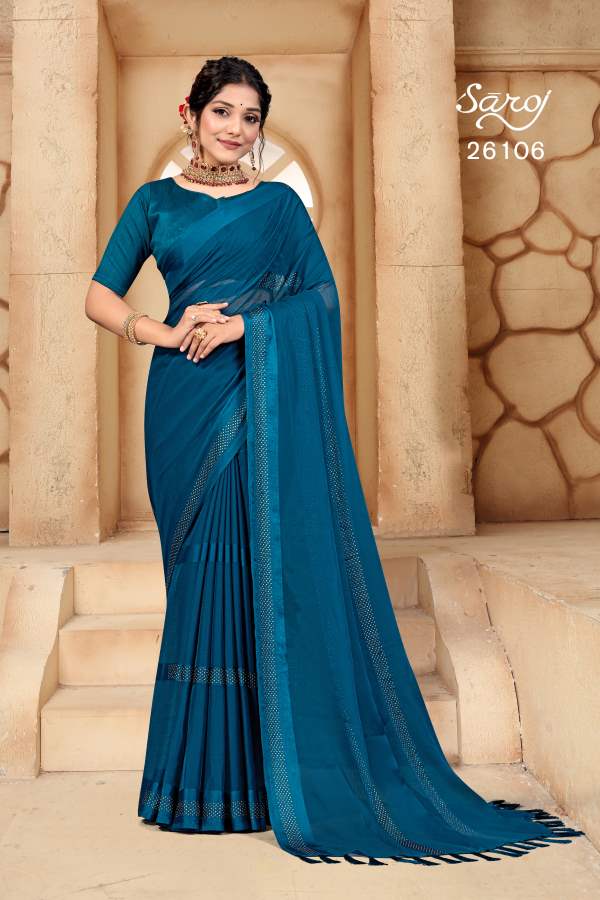 Saroj Gourika Fancy Wear Designer Embroidery Saree Collection