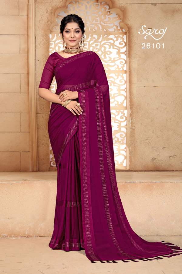 Saroj Gourika Fancy Wear Designer Embroidery Saree Collection