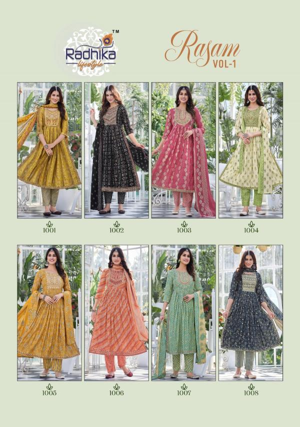 Radhika Rasam Vol 1 Festive Wear Rayon Kurti Pant With Dupatta Collection