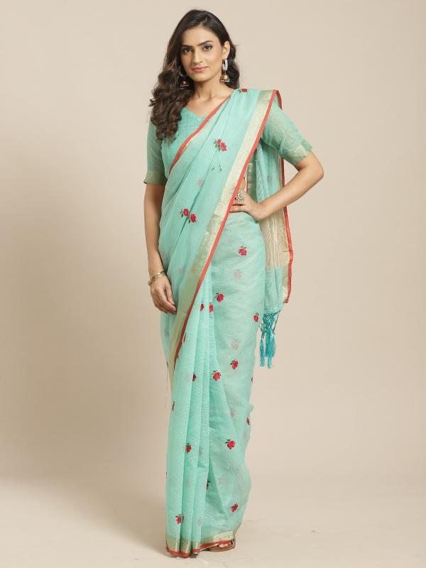 Rozi Sea Green Printed Designer Silk Saree Collection