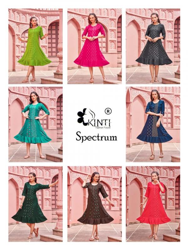 Kinti Spectrum Fancy Rayon  Designer Anarkali KurtiColletion