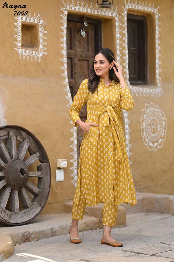 Aayaa Vol 7 Casual Wear masleen Kurti With Bottom Collection