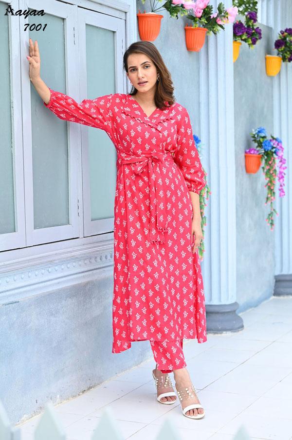 Aayaa Vol 7 Casual Wear masleen Kurti With Bottom Collection