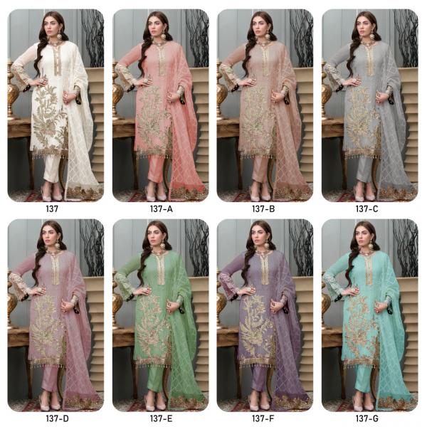 Kf 137 Georgette Embroiderd Designer Pakistani Suit Collection