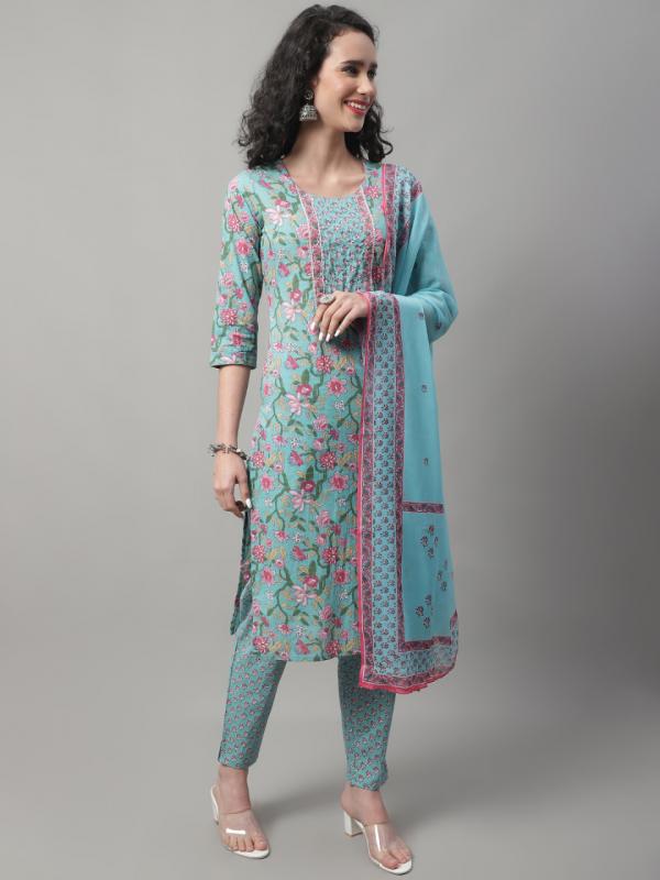 Green Pure Cambric Cotton Jaipuri Printed Kurti – Rajnandini Fashion