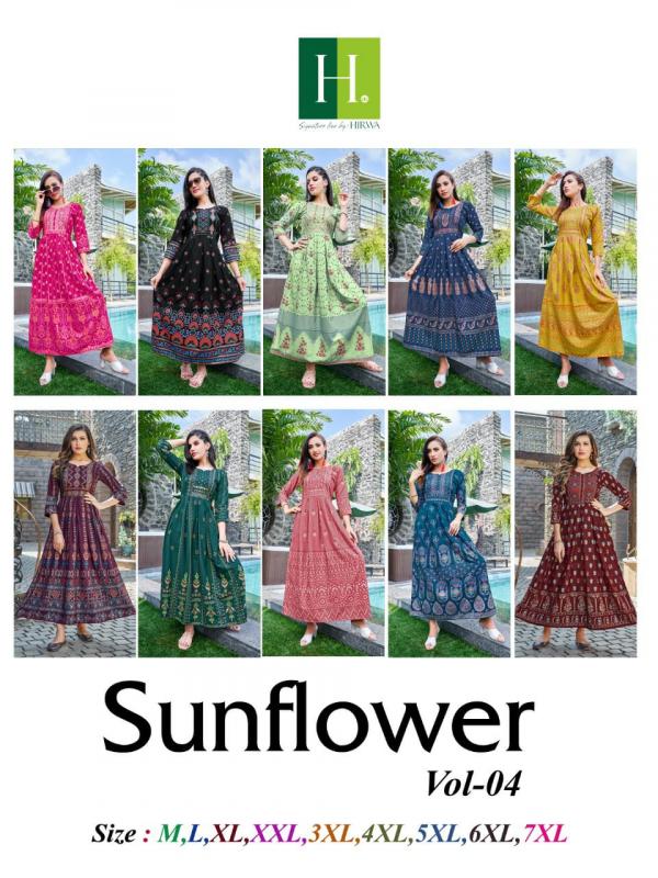Hirwa Sunflower Vol 4 Designer Anarkali Long Kurti Collection