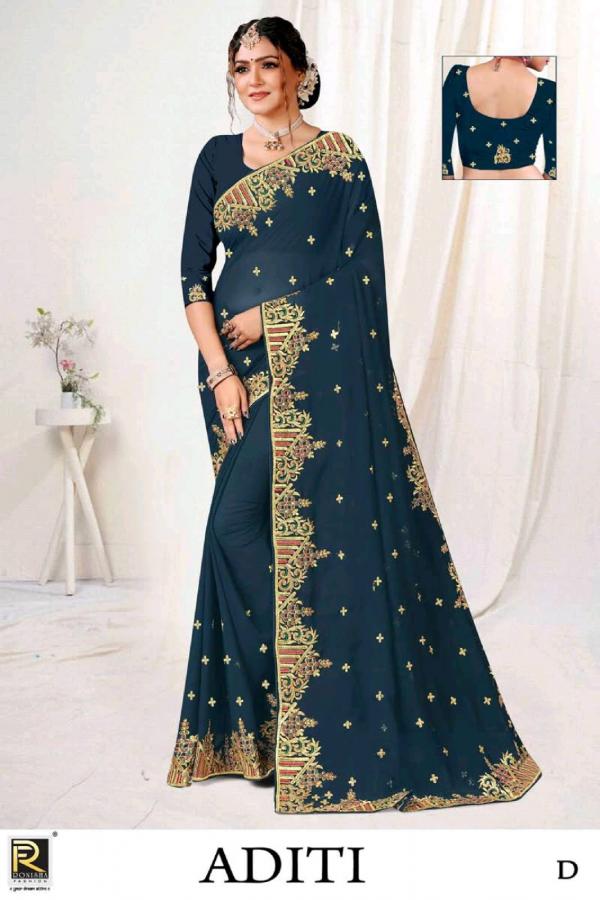 Ronisha Aditi Embroidered Designer Georgette Saree Collecton 