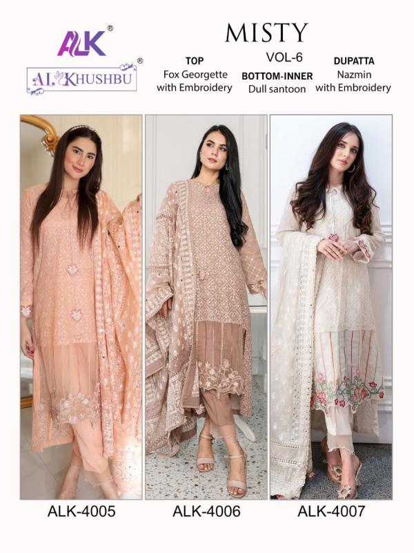 Alk Khushbu Misty Vol 6 Embroidered Pakistani Suit Collection