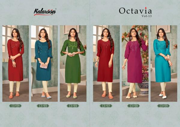 Kalaroop Octavia Vol 13  Silk Fancy Designer Kurti Collection