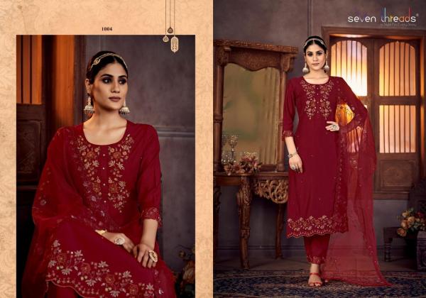 seven threads gulmohar viscose silk regal look top bottom dupatta catalog