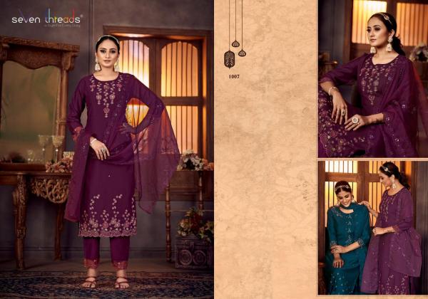 seven threads gulmohar viscose silk regal look top bottom dupatta catalog