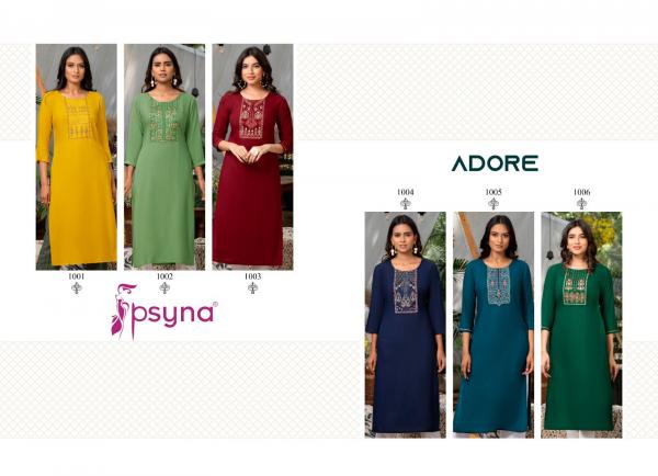 Psyna Adore Rayon Dessigner Embroidery Kurti Collection