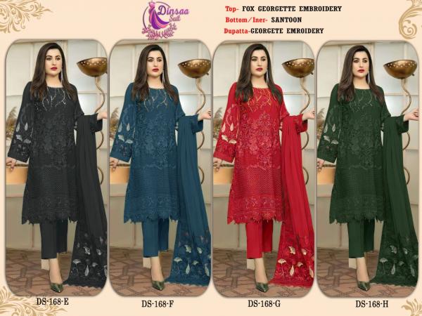 Dinsaa 168 New Colours Embroidered Pakistani Suit Collection