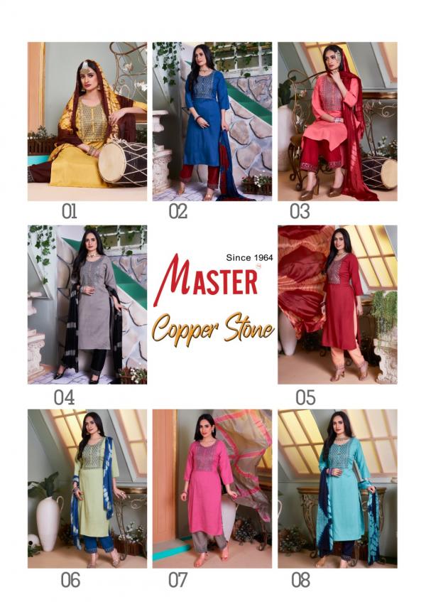 Master Copper Stone Fancy Kurti With Bottom Dupatta Collection