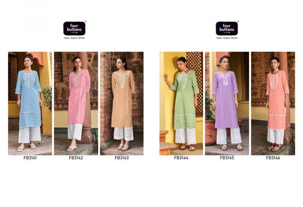 Four Buttons Banyan Tree 3 Fancy Kurti With Bottom Collection