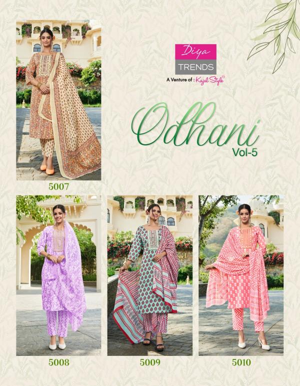 Odhani Vol 5 By Diya Trends Cotton Kurti With Bottom Dupatta Collection