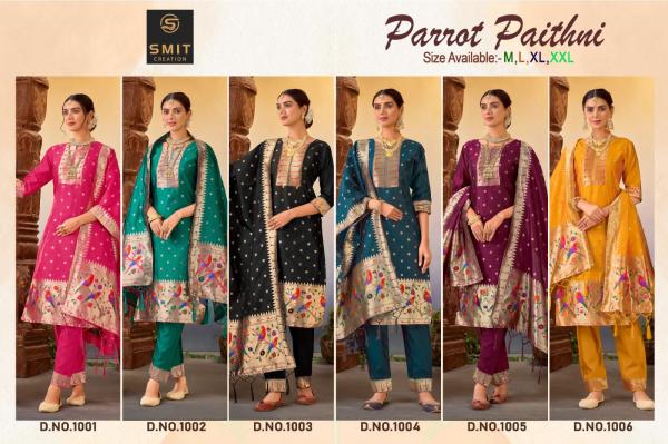 smit parrot paithni ocassional kurti with bottom dupatta collect