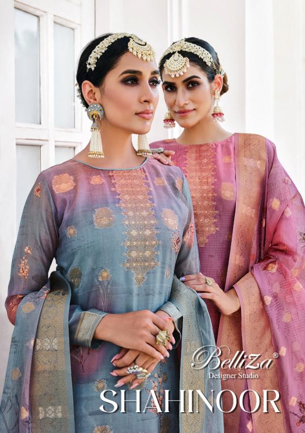 belliza designer studio shahinoor organza gorgeous look salwar suit catalog