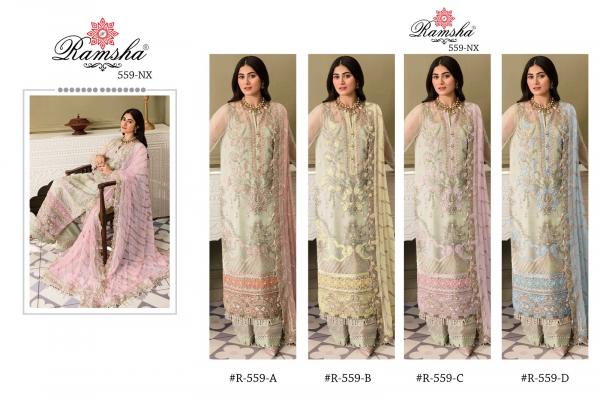 Ramsha R 559 A To D Georgette Designer Pakistani Suit Collection