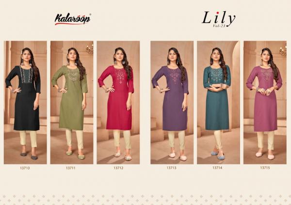 Kalaroop Lily Vol 23 Rayon Fancy Embroidery Kurti Collection