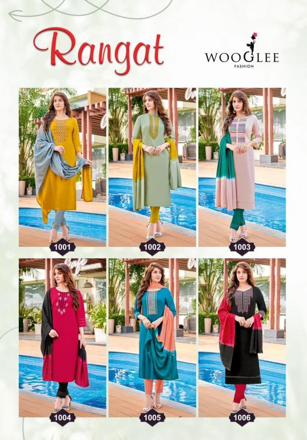 Wooglee Rangat New viscose Kurti With Bottom Dupatta Collection