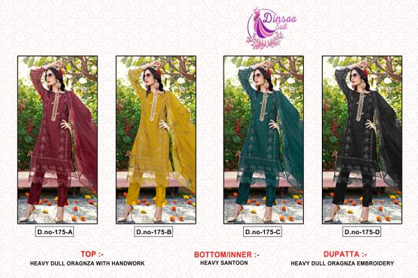 Dinsaa 175 Occasional Organza Designer Pakistani Suit Collection