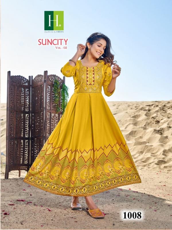 Hirwa Suncity Vol 2 Plus Size Designer Long Anarkali Kurti Collection