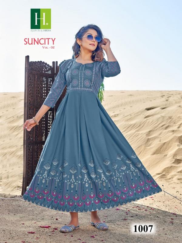 Hirwa Suncity Vol 2 Plus Size Designer Long Anarkali Kurti Collection