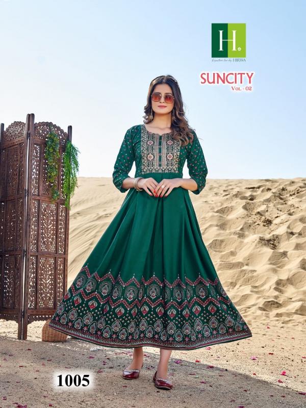 Hirwa Suncity Vol 2 Plus Size Designer Long Anarkali Kurti Collection