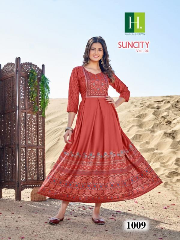 Hirwa Suncity Vol 2 Plus Size Designer Long Anarkali Kurti Collection