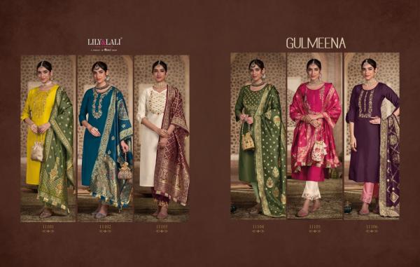 Lily And Lali Gulmeena Designer Silk Kurti With Bottom Dupatta Collection
