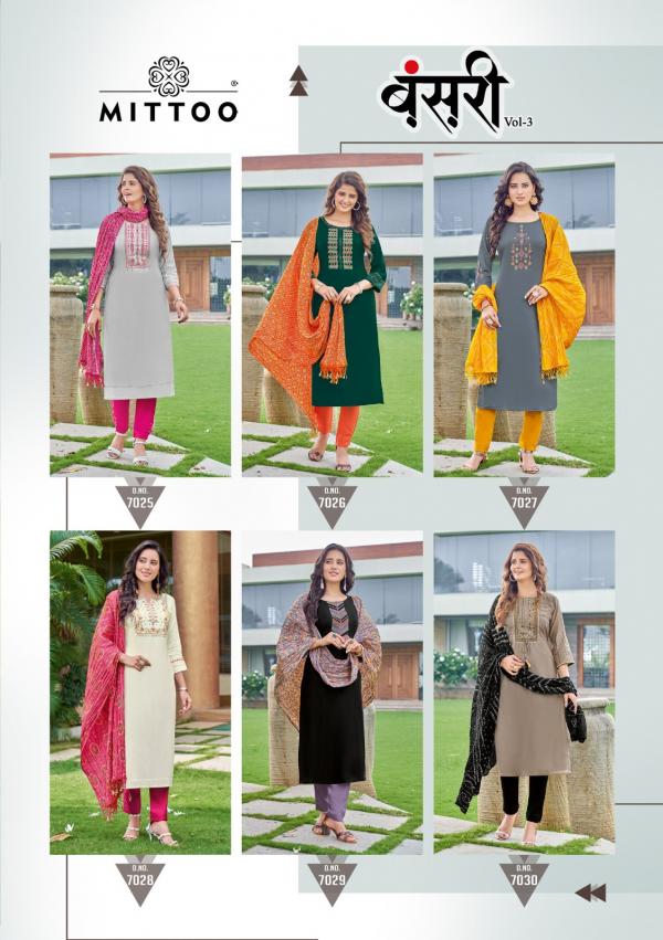 Mittoo Bansri Vol 3 New Designer Kurti With Bottom Dupatta Collection