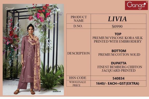 Ganga Livia S0990 Premium Viscose Designer Salwar Suit Collection