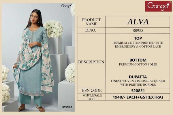 Ganga Alva S0935 Fancy Cotton Salwar Kameez Collection