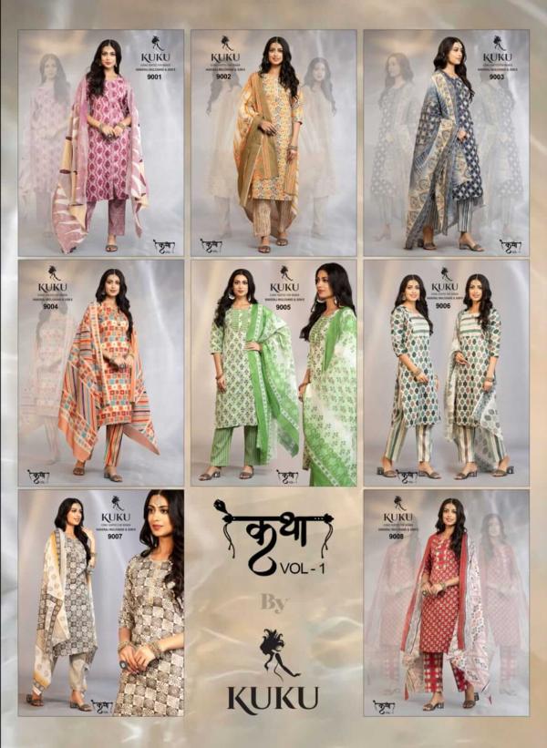 Kuku Katha Vol 1 Cotton Kurti With Bottom Dupatta Collection