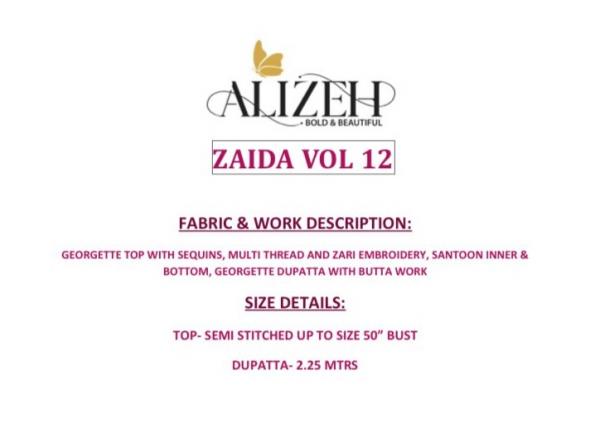 Alizeh Zaida Vol 12 Festive Georgette Designer Salwar Suit Collection