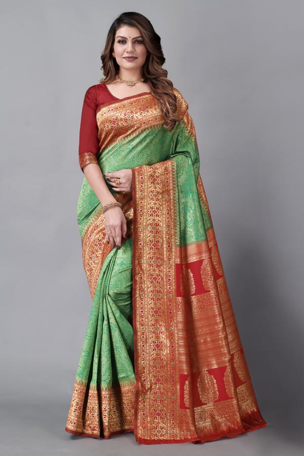 Raaghvi Silk Designer Fancy Lichi Silk Saree Collection