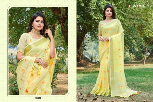 Bunawat Anandi Fancy Designer Linen Saree Collection