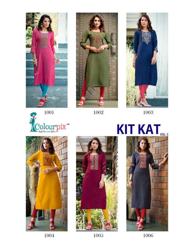 Colourpix Kit Kat Vol 3 Designer Rayon Fancy Long Kurti Collection