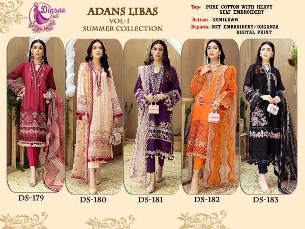 Dinsaa Adans Libas Vol 1 Summer Designer Pakistani Suit Collection