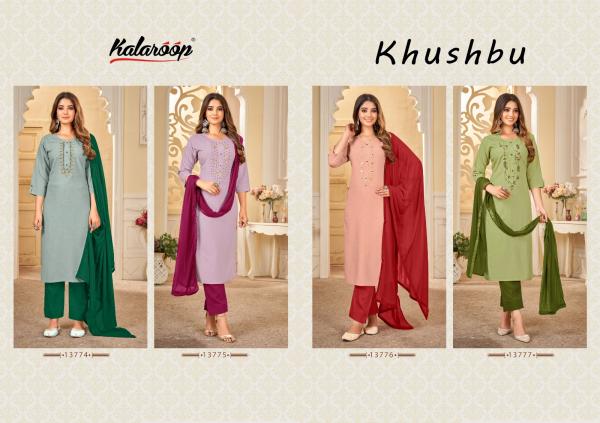 Kalaroop Khushbu Rayon Fancy Look Kurti With Bottom Dupatta