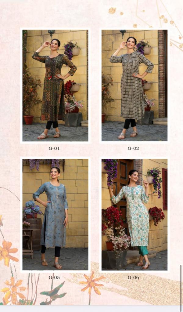 1Love Gold Vol 4 Designer Printed Long Kurti Collection