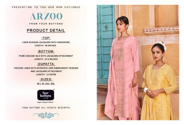 Four Buttons Arzoo New Kurti With Bottom Dupatta Collection
